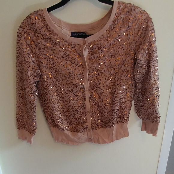 American Eagle Outfitters Pink Sequin Cardigan - Picture 2 of 12
